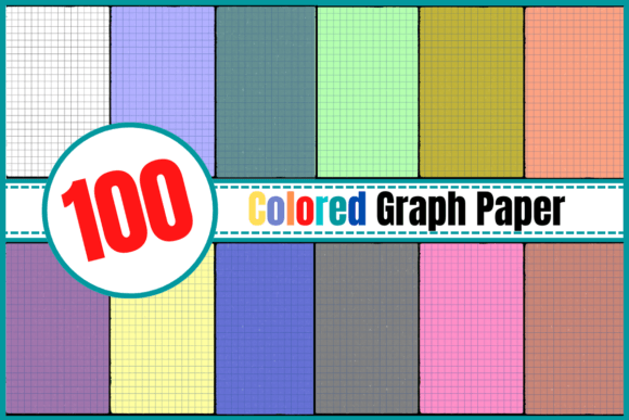 Printable Colored Graph Paper with 100 Sheets and Designs